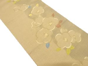 未使用品　節紬椿模様織り出し袋帯